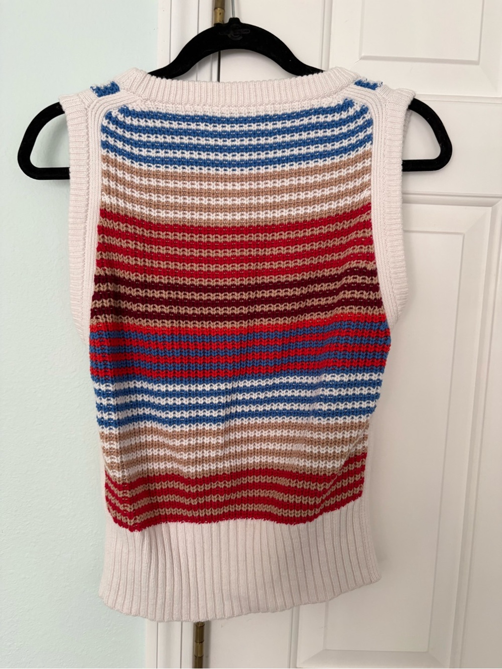 LOFT Multicolor Striped Knit Tank Top — Cream, Red, Blue, Tan